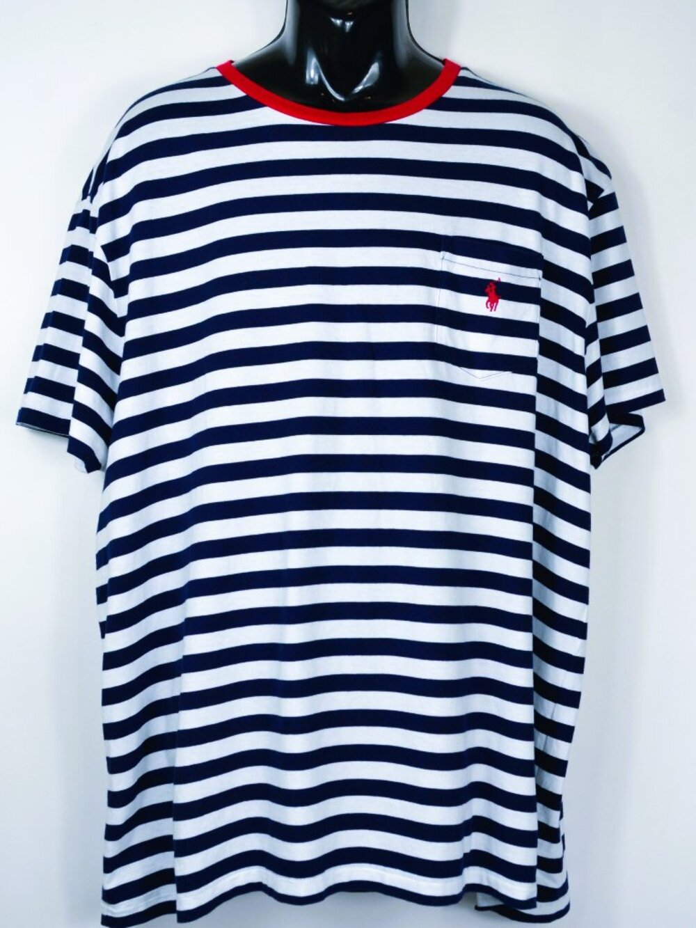 Polo Ralph Lauren Men's Size XXL Blue & White Striped Crew Neck Cotton T Shirt